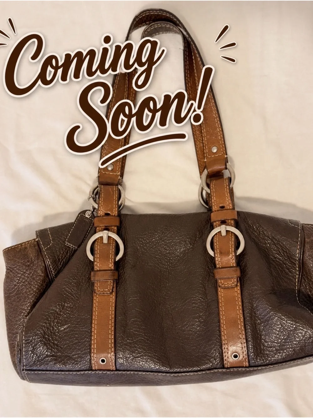 Y2K Vintage Coach Chelsea Pebbled Leather Buckle Shoulder Bag Brown British Tan